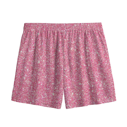 Pink (NOT Real) Glitter Print Mesh Shorts