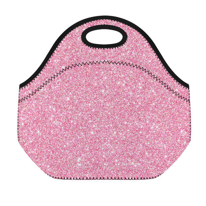 Pink (NOT Real) Glitter Print Neoprene Lunch Bag