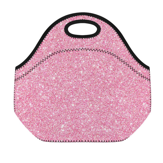 Pink (NOT Real) Glitter Print Neoprene Lunch Bag