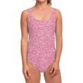 Pink (NOT Real) Glitter Print One Piece Swimsuit