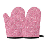 Pink (NOT Real) Glitter Print Oven Mitts