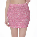 Pink (NOT Real) Glitter Print Pencil Mini Skirt