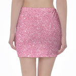 Pink (NOT Real) Glitter Print Pencil Mini Skirt