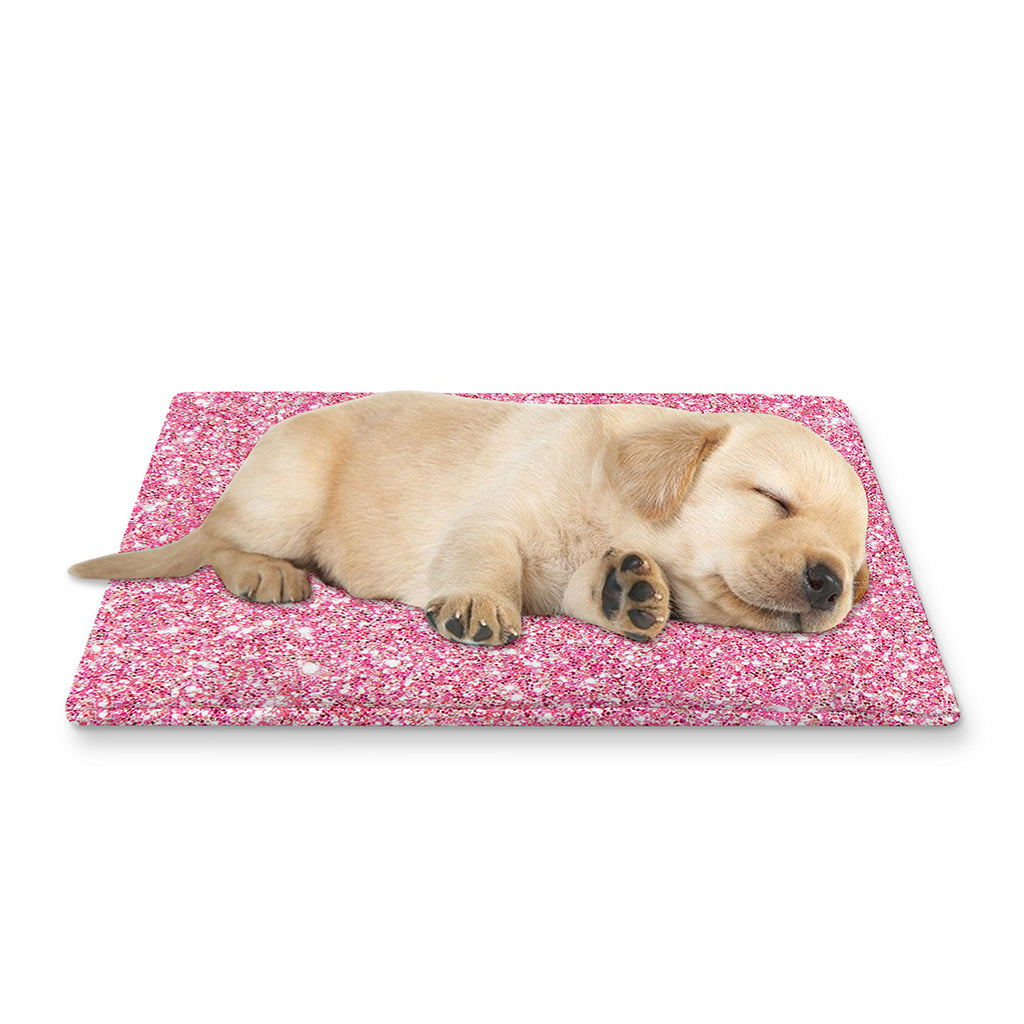 Pink (NOT Real) Glitter Print Pet Cooling Mat Cover