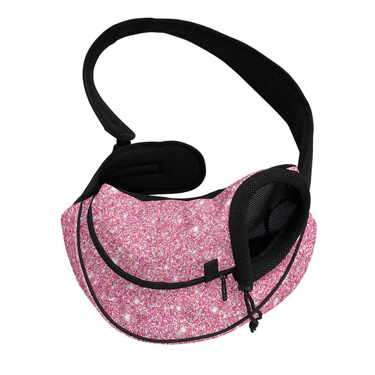 Pink (NOT Real) Glitter Print Pet Sling Carrier