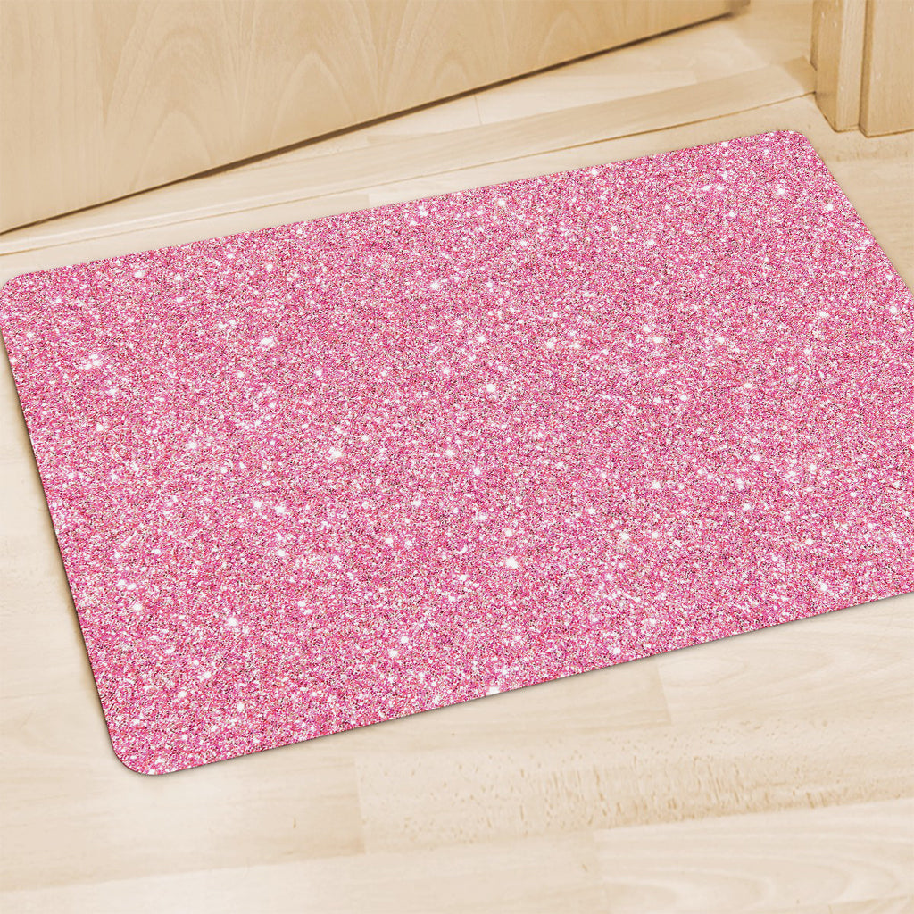 Pink (NOT Real) Glitter Print Polyester Doormat