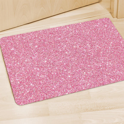Pink (NOT Real) Glitter Print Polyester Doormat