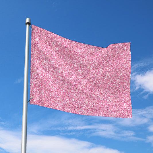 Pink (NOT Real) Glitter Print Polyester Flag