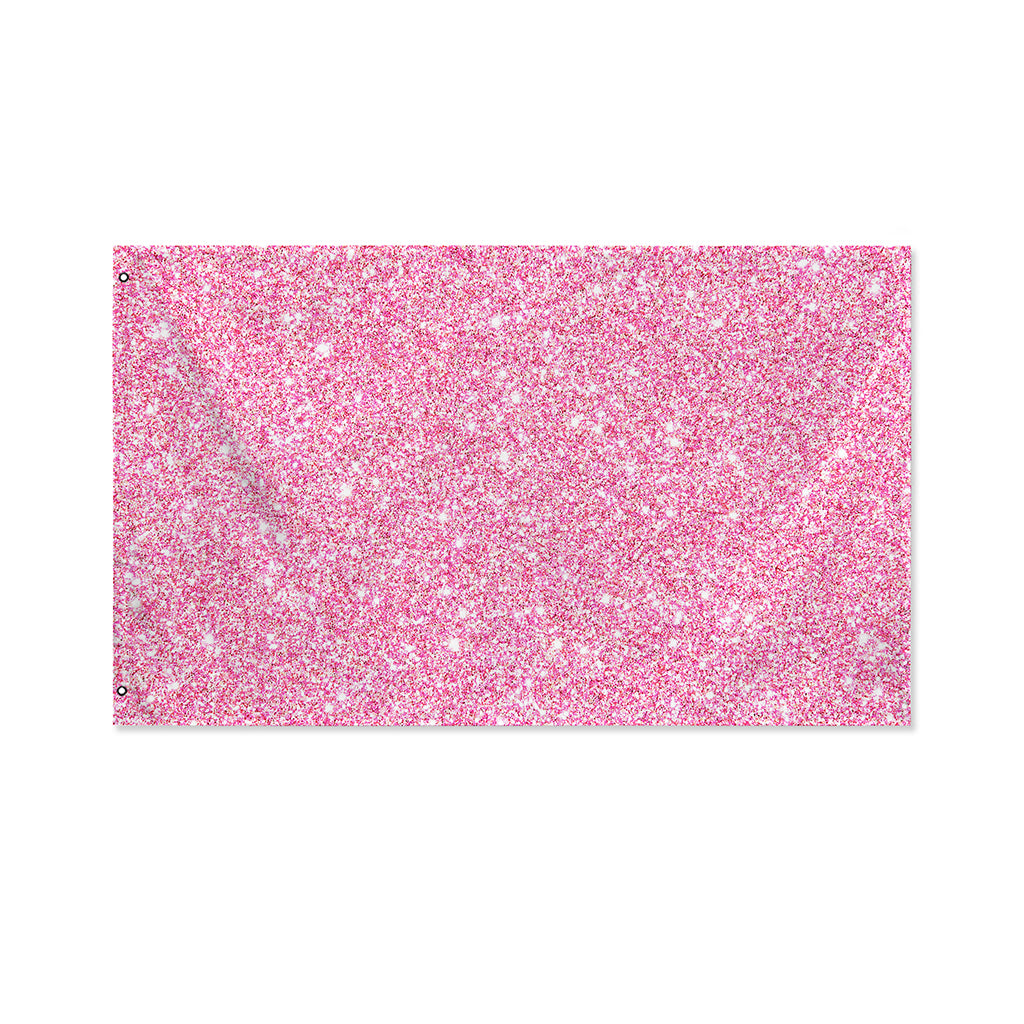 Pink (NOT Real) Glitter Print Polyester Flag
