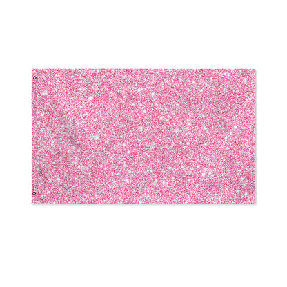 Pink (NOT Real) Glitter Print Polyester Flag