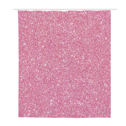 Pink (NOT Real) Glitter Print Polyester Shower Curtain