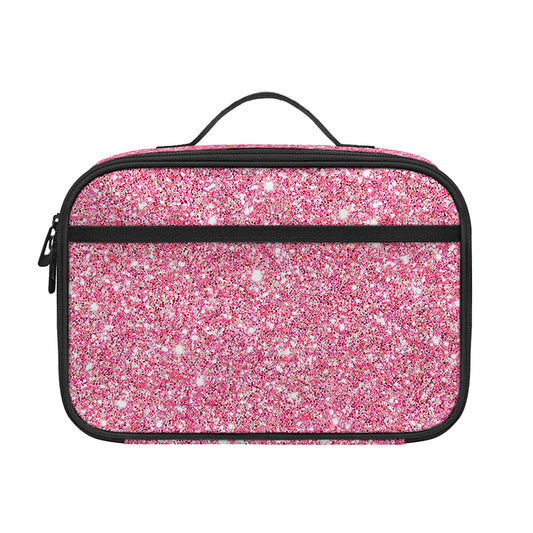 Pink (NOT Real) Glitter Print Portable Lunch Bag