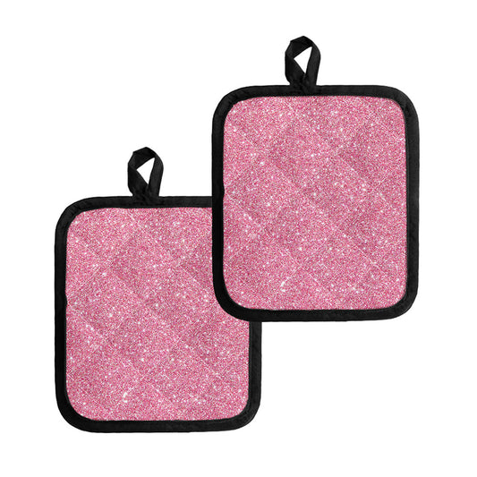 Pink (NOT Real) Glitter Print Pot Holders