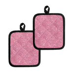 Pink (NOT Real) Glitter Print Pot Holders