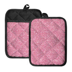 Pink (NOT Real) Glitter Print Pot Holders With Pocket