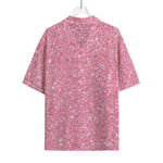 Pink (NOT Real) Glitter Print Rayon Hawaiian Shirt