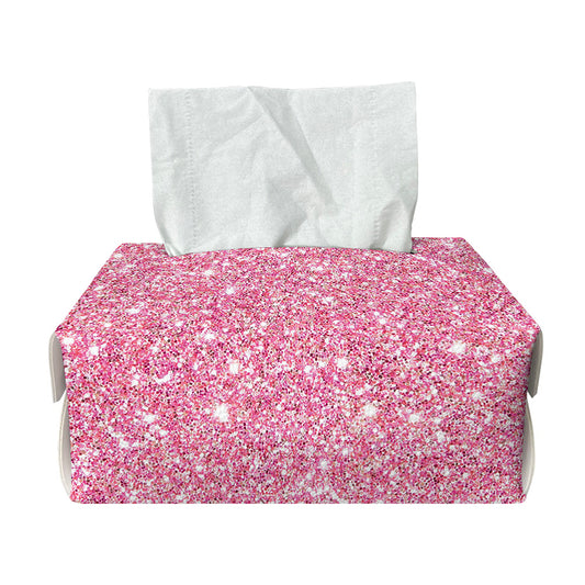 Pink (NOT Real) Glitter Print Rectangle Tissue Box Cover