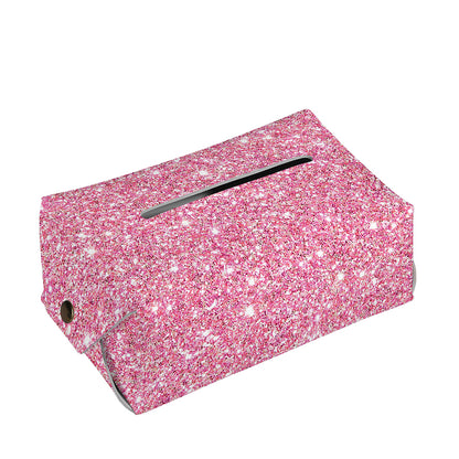 Pink (NOT Real) Glitter Print Rectangle Tissue Box Cover