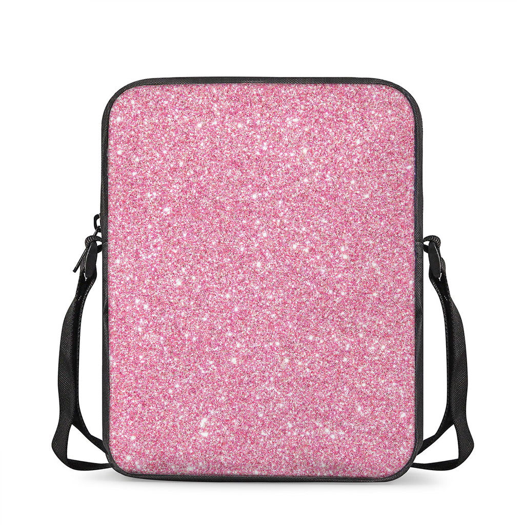 Pink (NOT Real) Glitter Print Rectangular Crossbody Bag