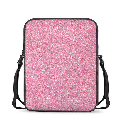 Pink (NOT Real) Glitter Print Rectangular Crossbody Bag