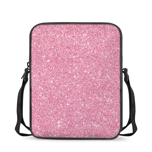 Pink (NOT Real) Glitter Print Rectangular Crossbody Bag