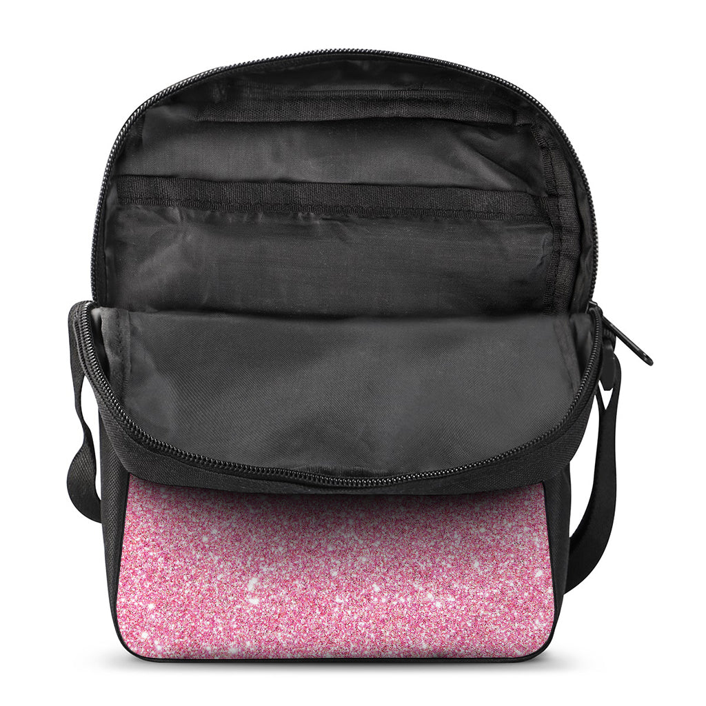 Pink (NOT Real) Glitter Print Rectangular Crossbody Bag