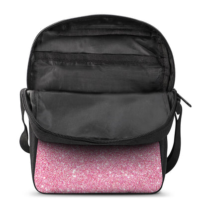 Pink (NOT Real) Glitter Print Rectangular Crossbody Bag