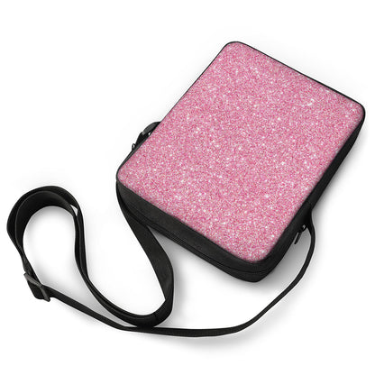 Pink (NOT Real) Glitter Print Rectangular Crossbody Bag