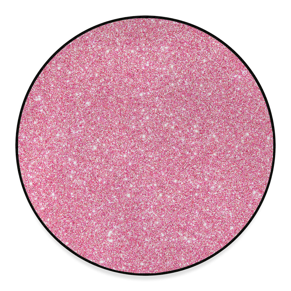 Pink (NOT Real) Glitter Print Round Floor Mat