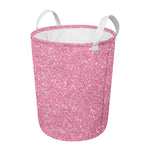 Pink (NOT Real) Glitter Print Round Laundry Basket