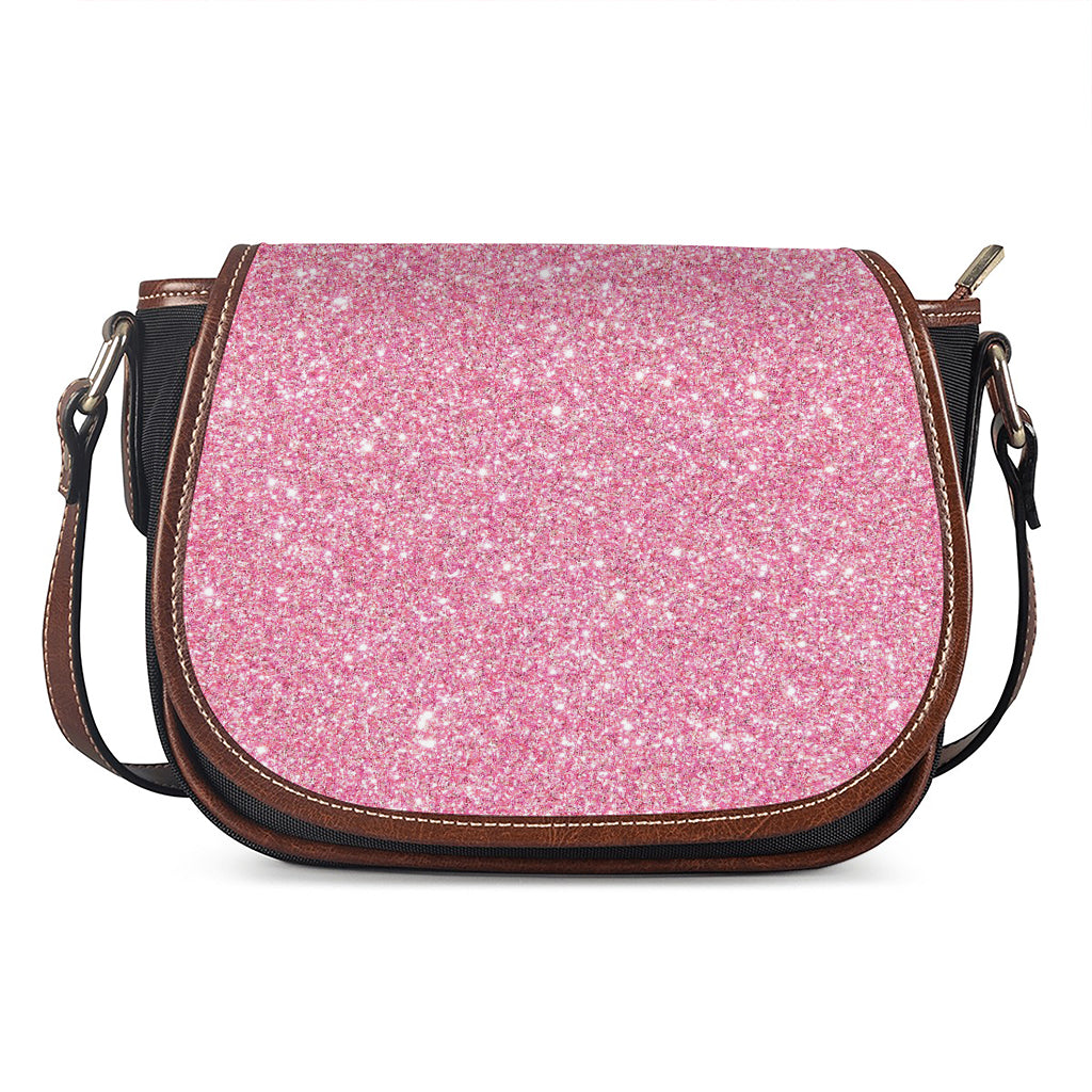 Pink (NOT Real) Glitter Print Saddle Bag