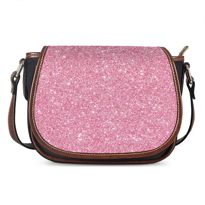 Pink (NOT Real) Glitter Print Saddle Bag