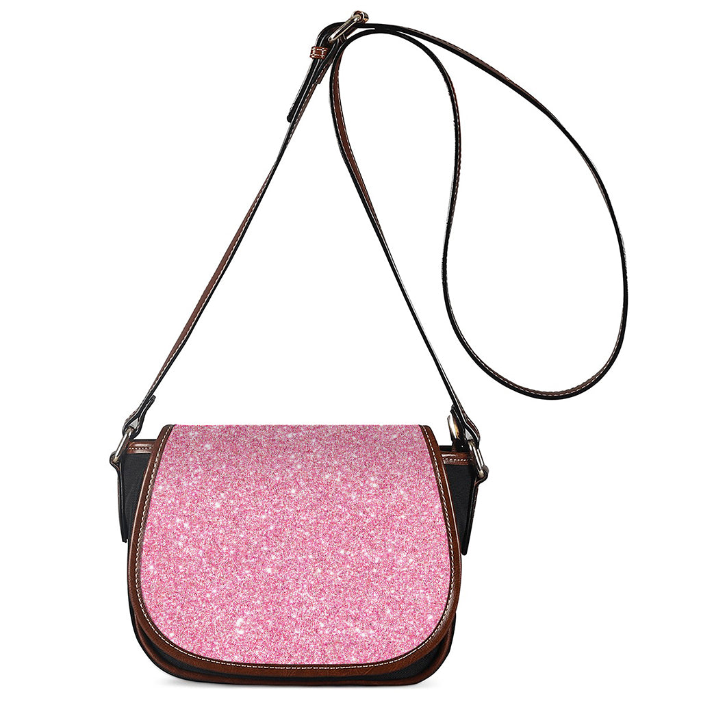 Pink (NOT Real) Glitter Print Saddle Bag