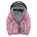 Pink (NOT Real) Glitter Print Sherpa Lined Zip Up Hoodie