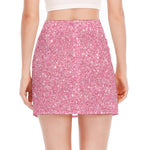 Pink (NOT Real) Glitter Print Side Slit Mini Skirt