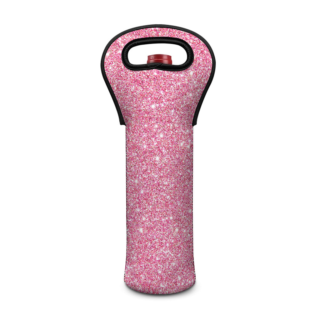 Pink (NOT Real) Glitter Print Single Neoprene Wine Tote
