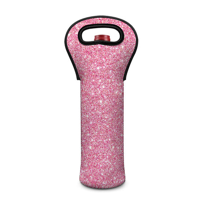 Pink (NOT Real) Glitter Print Single Neoprene Wine Tote