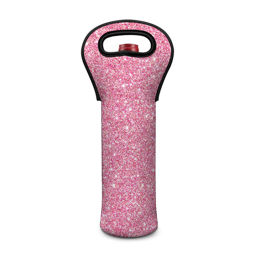 Pink (NOT Real) Glitter Print Single Neoprene Wine Tote