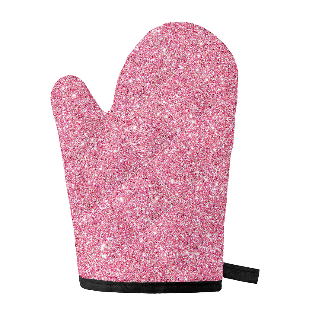 Pink (NOT Real) Glitter Print Single Oven Mitt