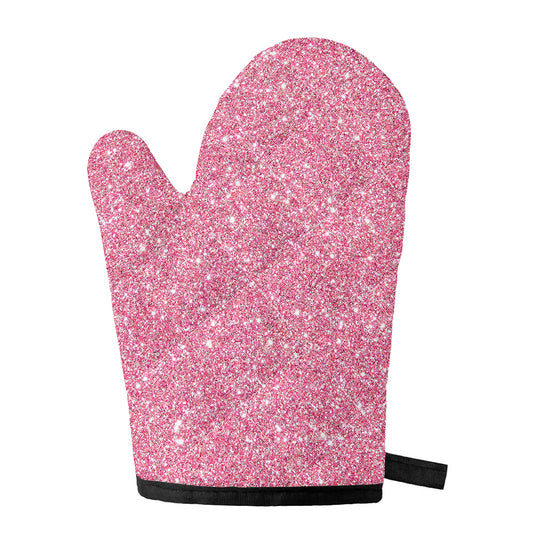 Pink (NOT Real) Glitter Print Single Oven Mitt