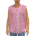 Pink (NOT Real) Glitter Print Sleeveless Baseball Jersey