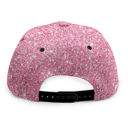 Pink (NOT Real) Glitter Print Snapback Cap
