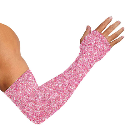 Pink (NOT Real) Glitter Print Sun Protection Arm Sleeves