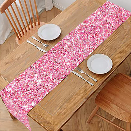 Pink (NOT Real) Glitter Print Table Runner