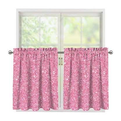 Pink (NOT Real) Glitter Print Tier Curtains