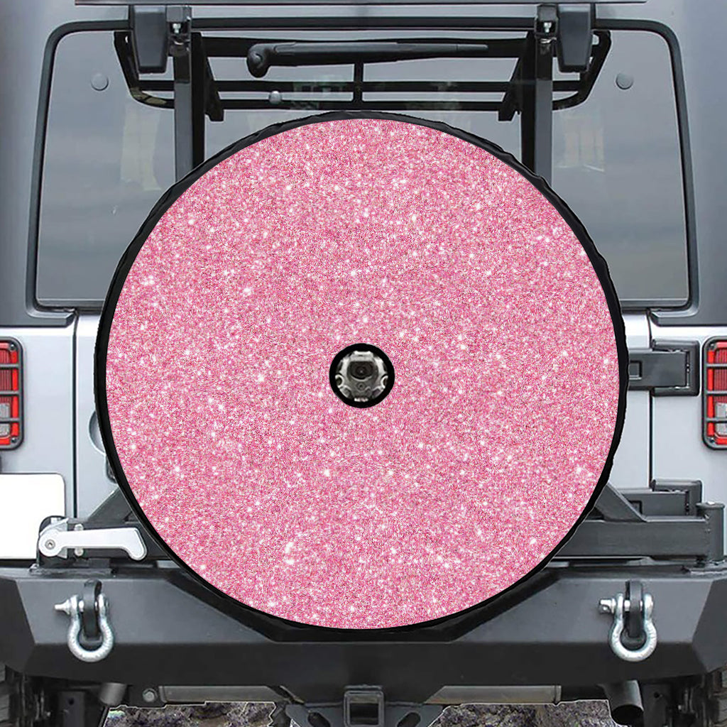 Pink (NOT Real) Glitter Print Tire Cover With Camera Hole