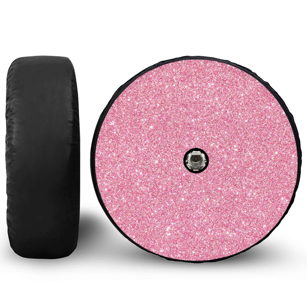 Pink (NOT Real) Glitter Print Tire Cover With Camera Hole