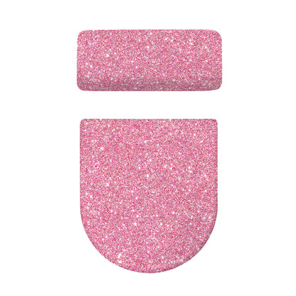 Pink (NOT Real) Glitter Print Toilet Lid And Tank Cover Set