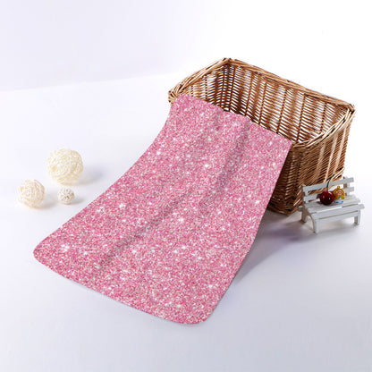 Pink (NOT Real) Glitter Print Towel