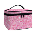 Pink (NOT Real) Glitter Print Travel Makeup Bag